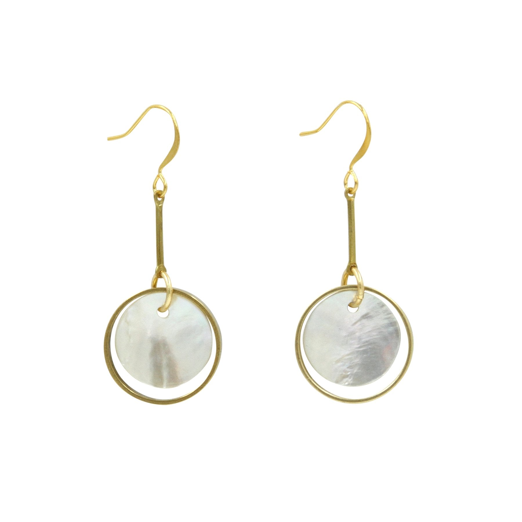 Chella Brass & Shell Dangle Earrings - Sunday Girl by Amy DiLamarraEarrings