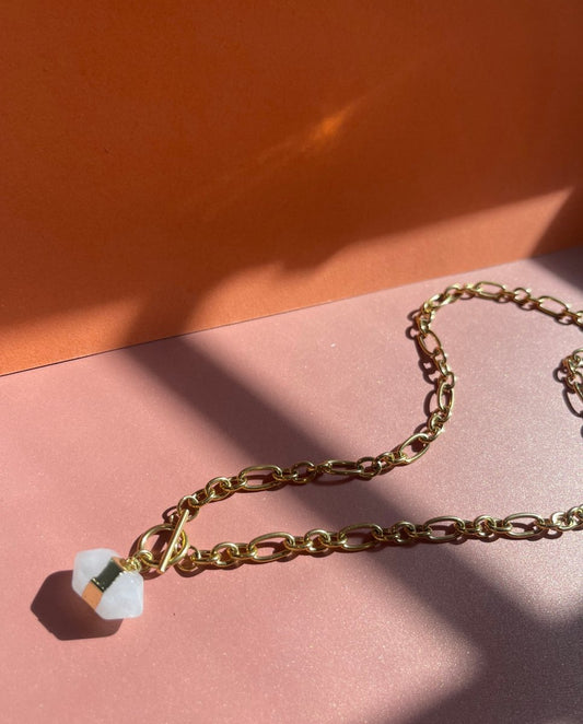 Chunky Chain with Double Point Quartz Necklace - Sunday Girl by Amy DiLamarraNecklaces