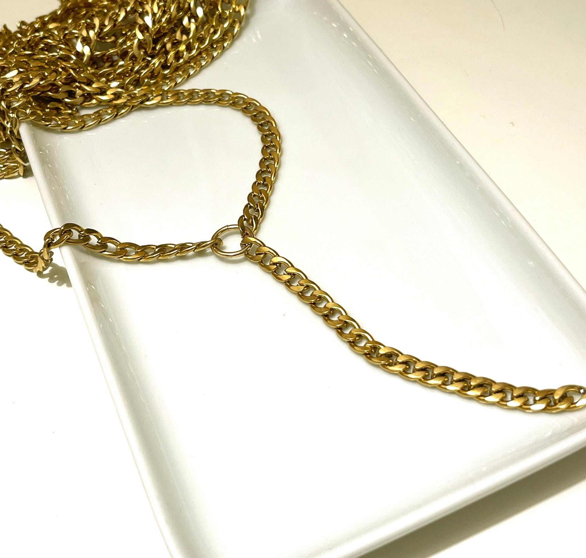 Cubano Chunky Chain Y Necklace - Sunday Girl by Amy DiLamarraNecklaces