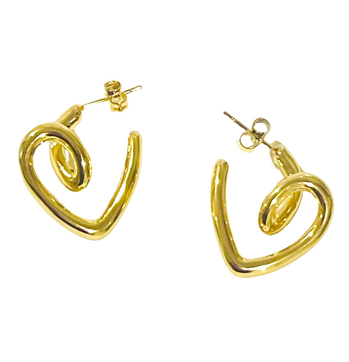 Cursive Heart Swirling Gold Post Earrings - Sunday Girl by Amy DiLamarraEarrings