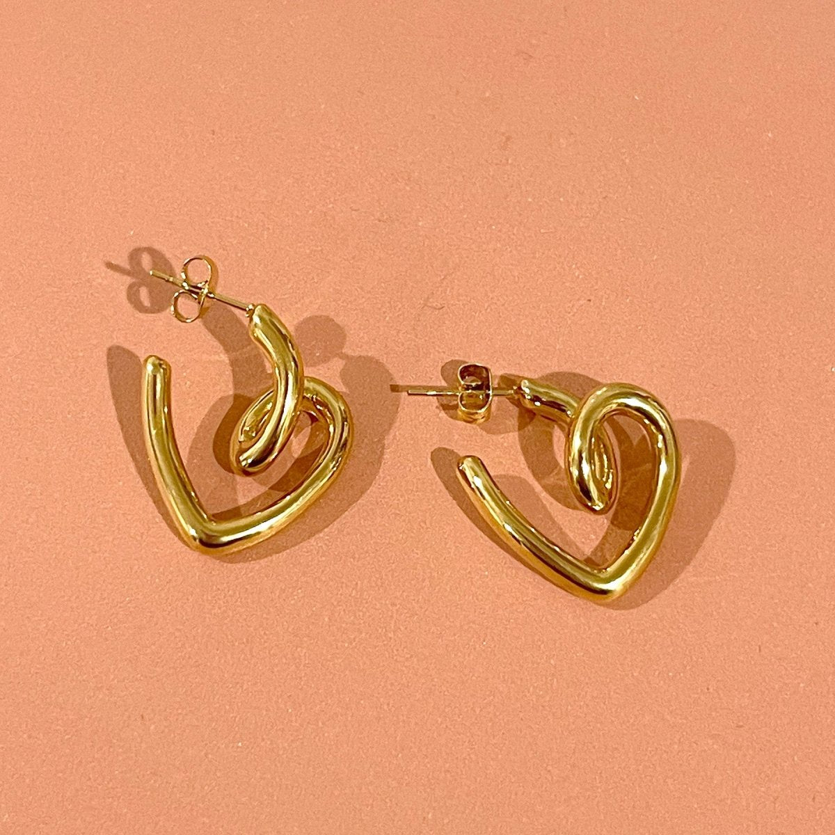 Cursive Heart Swirling Gold Post Earrings - Sunday Girl by Amy DiLamarraEarrings