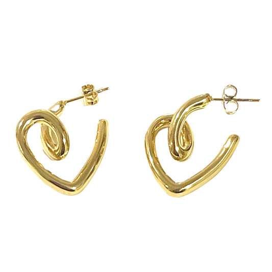Cursive Heart Swirling Gold Post Earrings - Sunday Girl by Amy DiLamarraEarrings