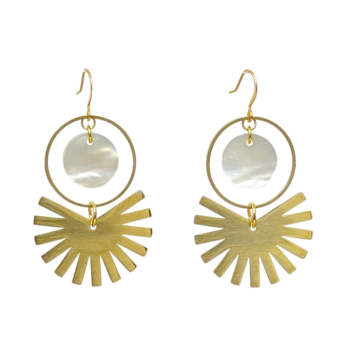 Gold Starburst Shell Geo Earrings - Sunday Girl by Amy DiLamarraEarrings