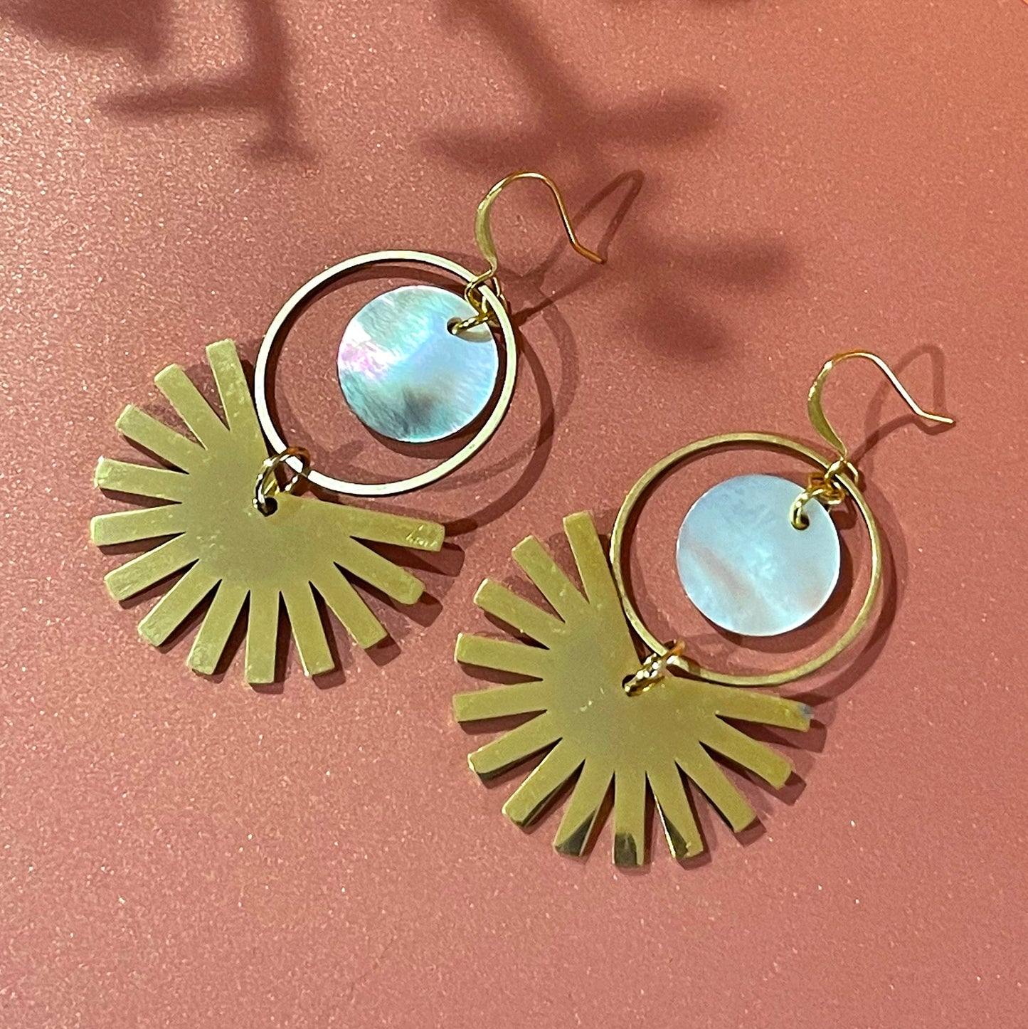 Gold Starburst Shell Geo Earrings - Sunday Girl by Amy DiLamarraEarrings