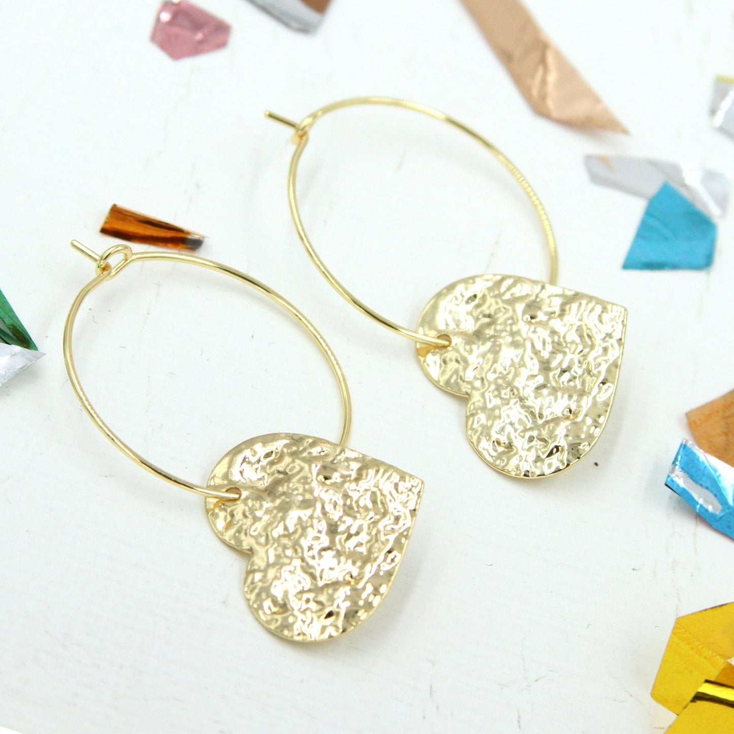 Hammered Heart Hoops - Sunday Girl by Amy DiLamarraEarrings