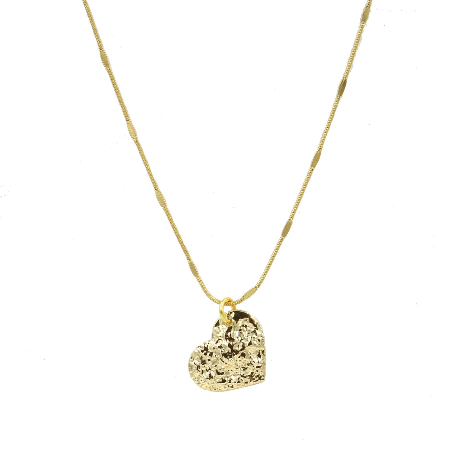 Hammered Heart Snake Chain Necklace - Sunday Girl by Amy DiLamarraNecklace