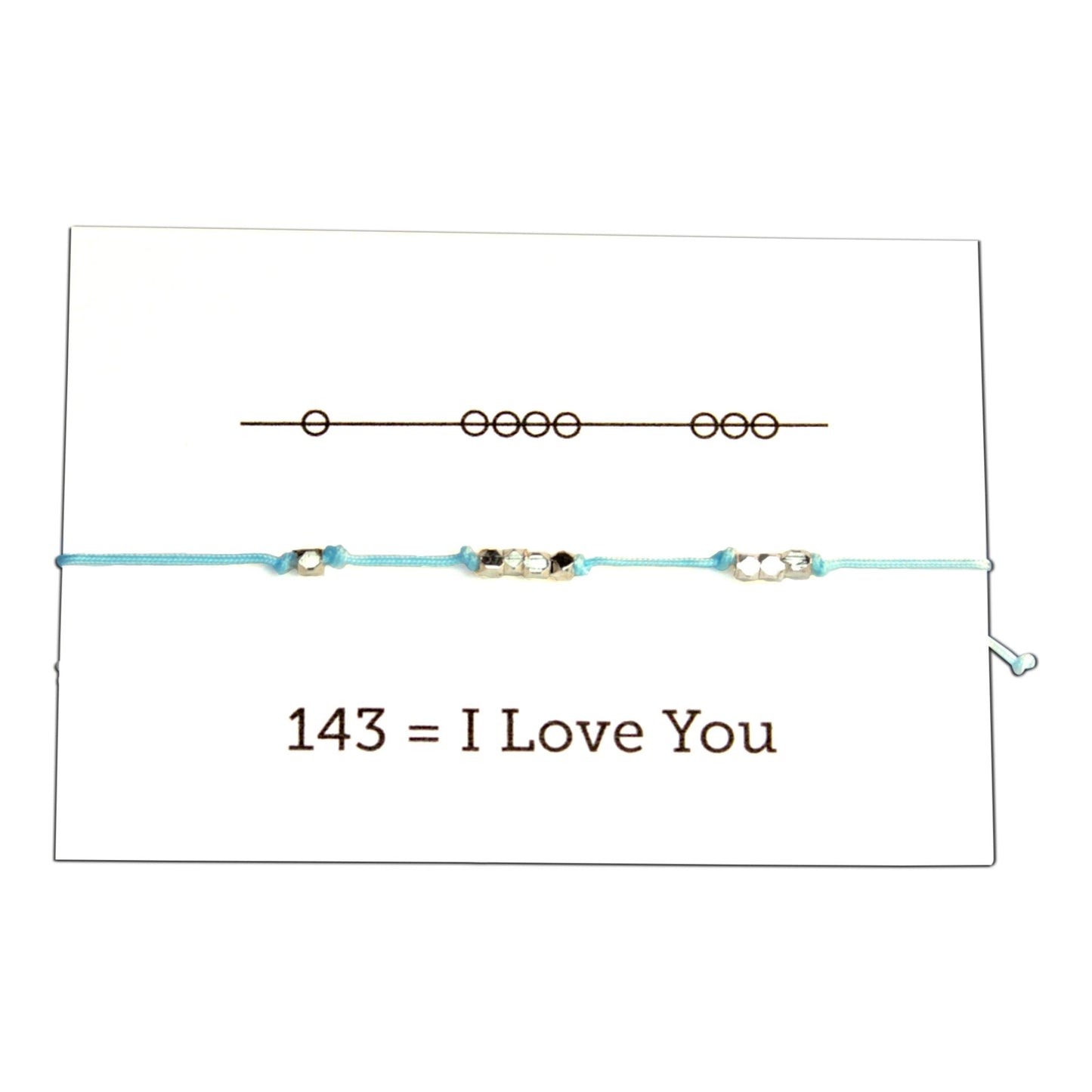 I Love You 143 Cord Bracelet - Aqua - Sunday Girl by Amy DiLamarraBracelet