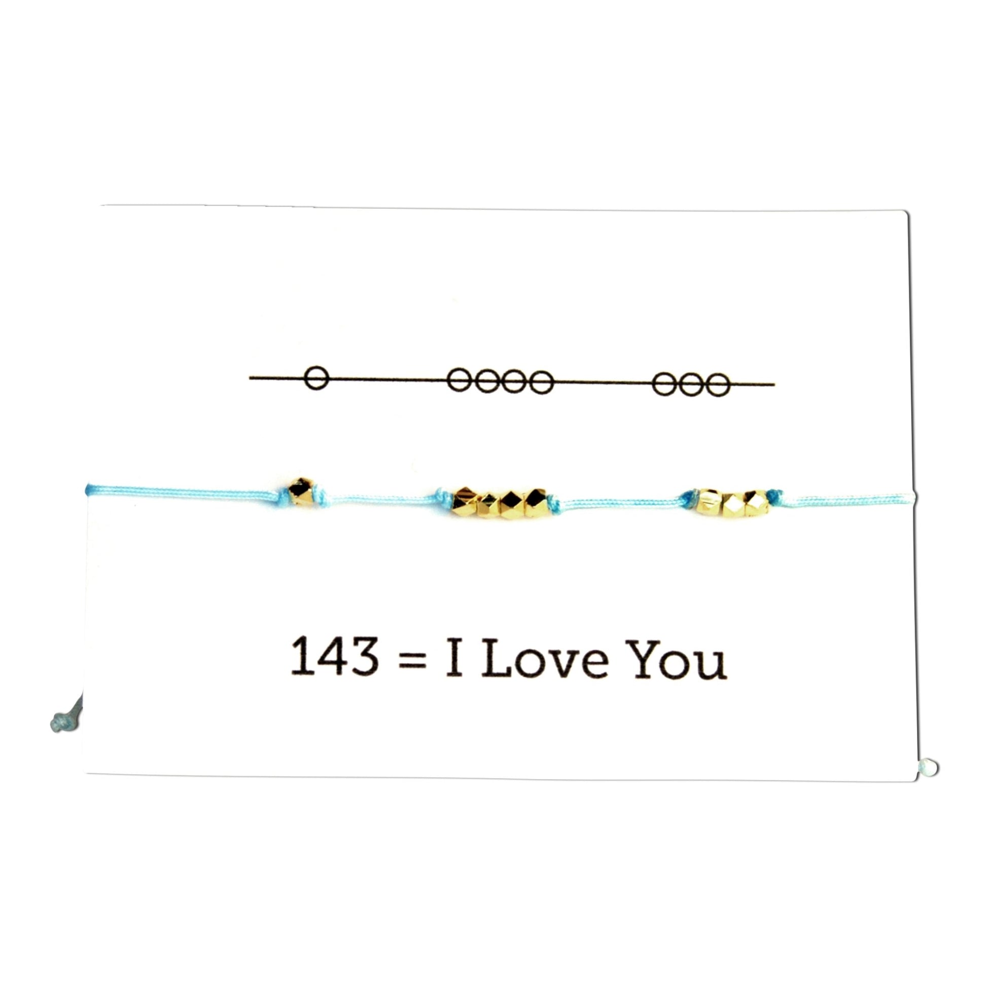I Love You 143 Cord Bracelet - Aqua - Sunday Girl by Amy DiLamarraBracelet