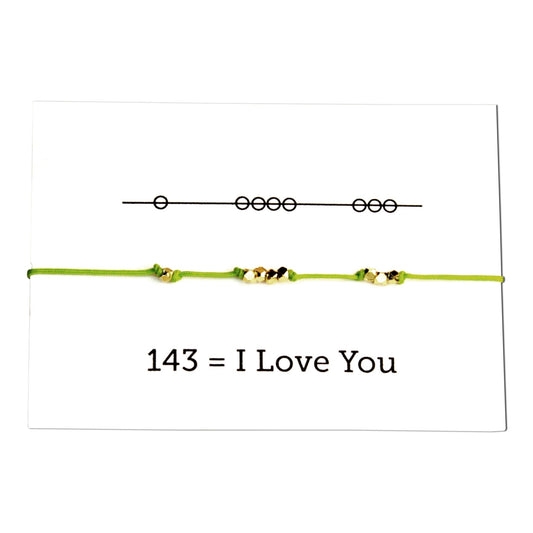 I Love You 143 Cord Bracelet - Avocado - Sunday Girl by Amy DiLamarraBracelet