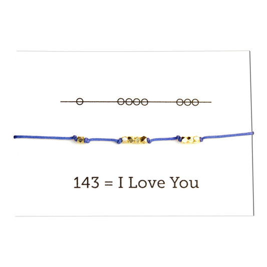 I Love You 143 Cord Bracelet - Electric Blue - Sunday Girl by Amy DiLamarraBracelet