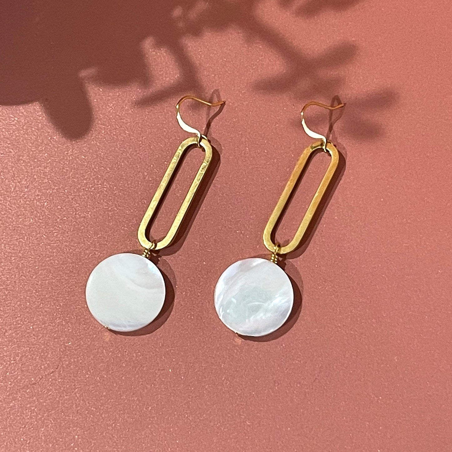 Large Moons, Mother of Pearl Geo Earrings - Sunday Girl by Amy DiLamarraEarrings