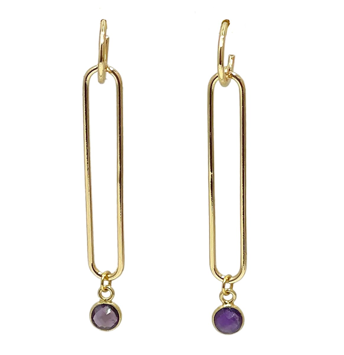 Looper Gold Dangle Earrings with Gemstone Drop - 8 Colors - Sunday Girl by Amy DiLamarraEarrings