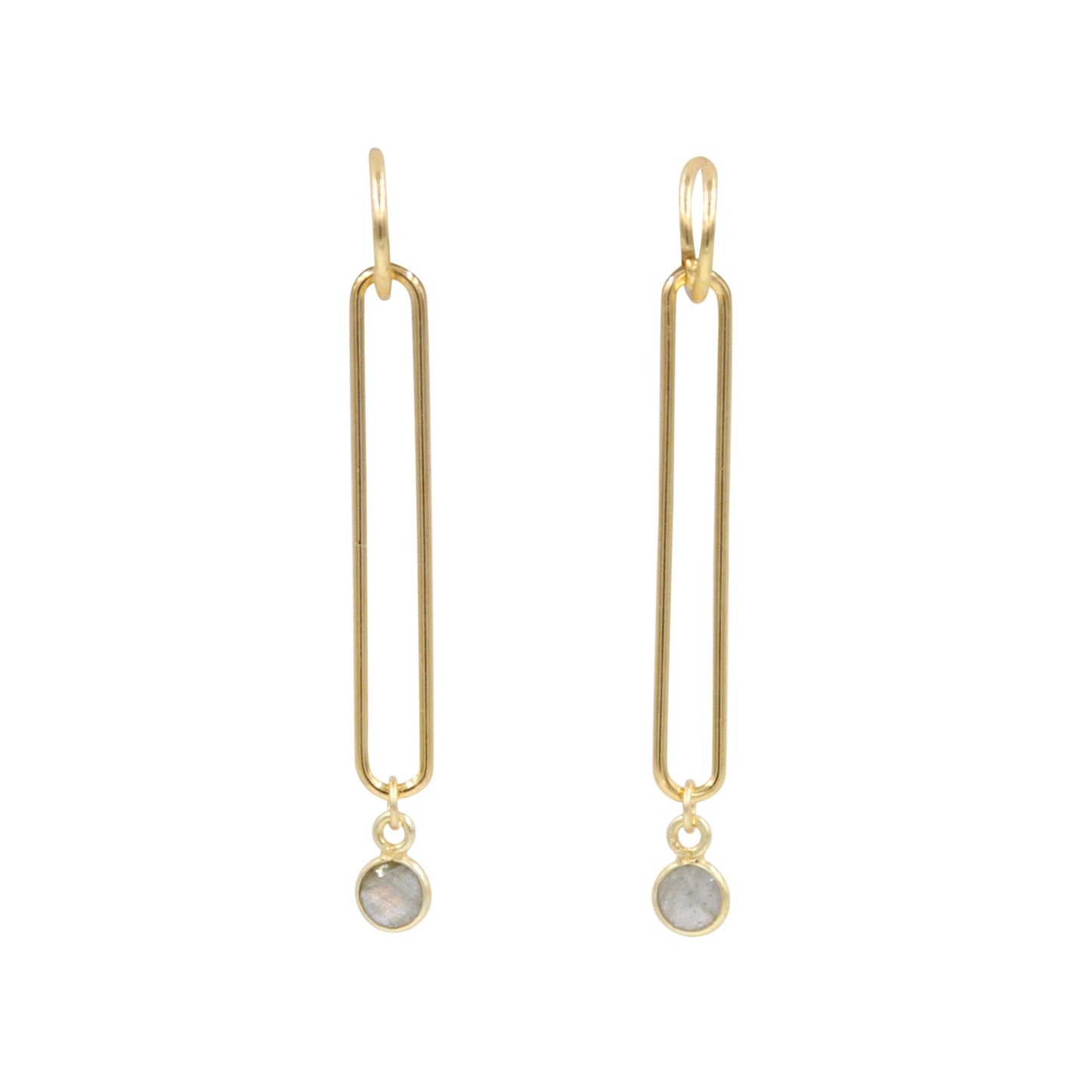 Looper Gold Dangle Earrings with Gemstone Drop - 8 Colors - Sunday Girl by Amy DiLamarraEarrings