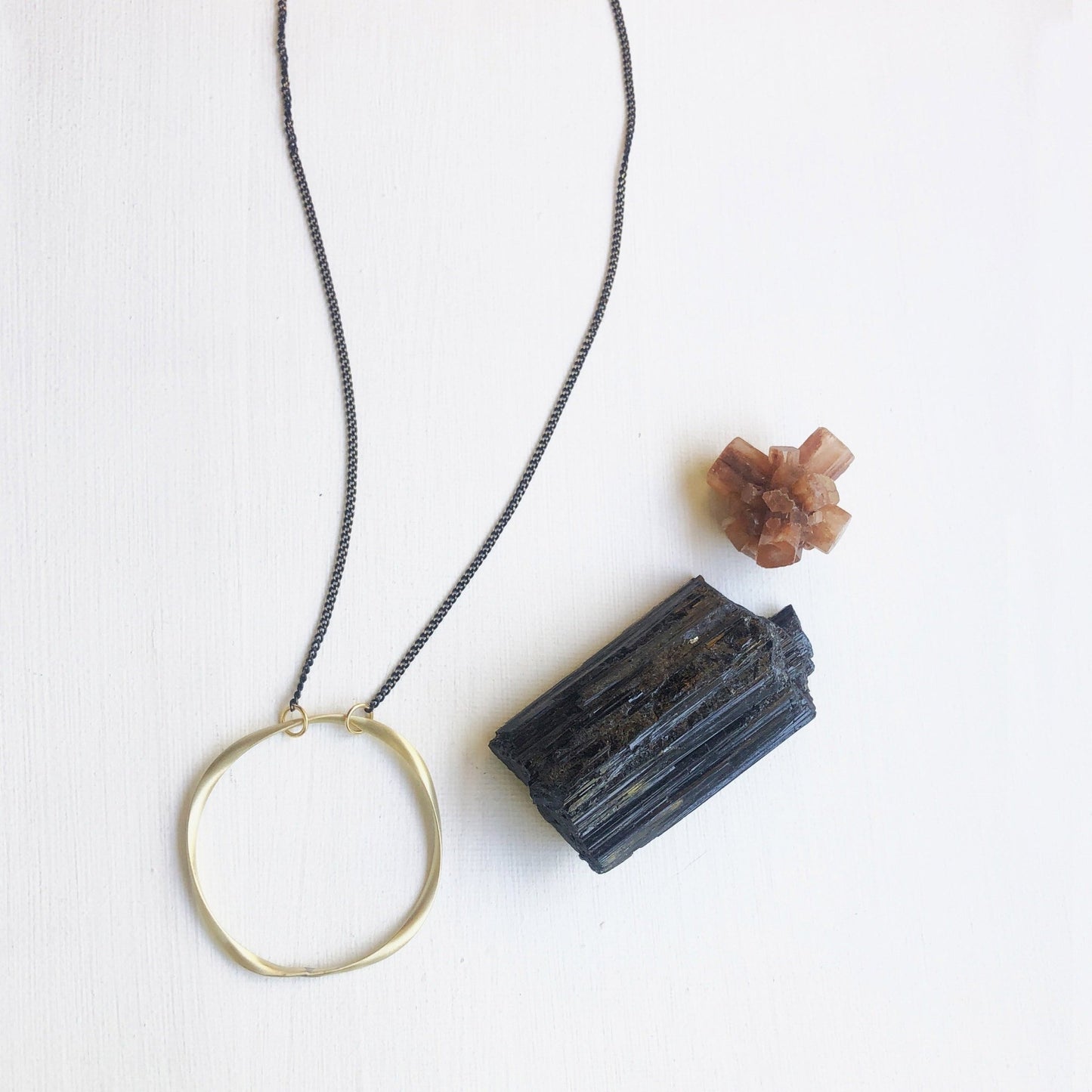 Manon Large Brass ring and Blackened Chain Necklace - Sunday Girl by Amy DiLamarraNecklace