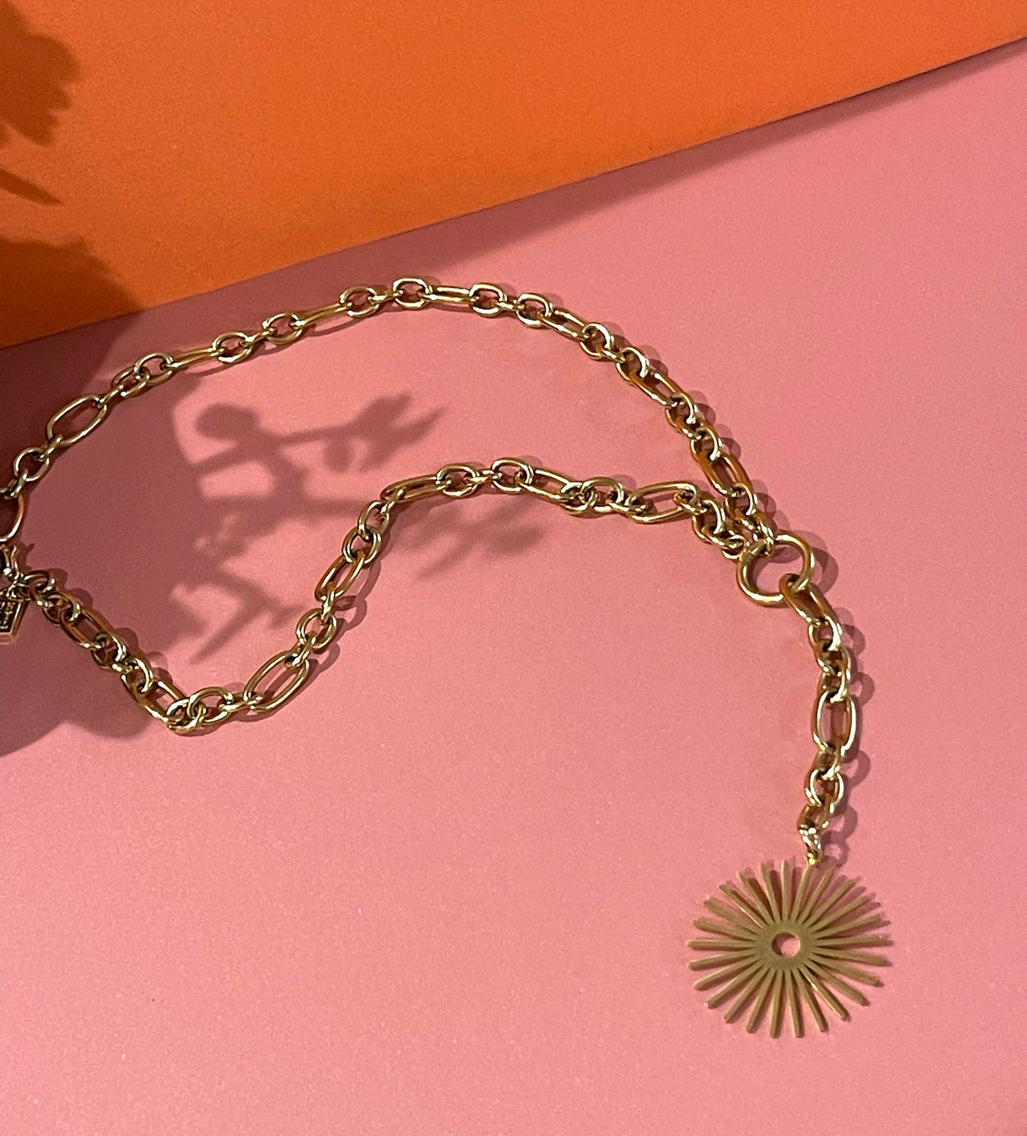 Radial Sun Chunky Chain Y-Necklace