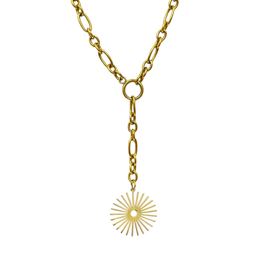 Radial Sun Chunky Chain Y-Necklace