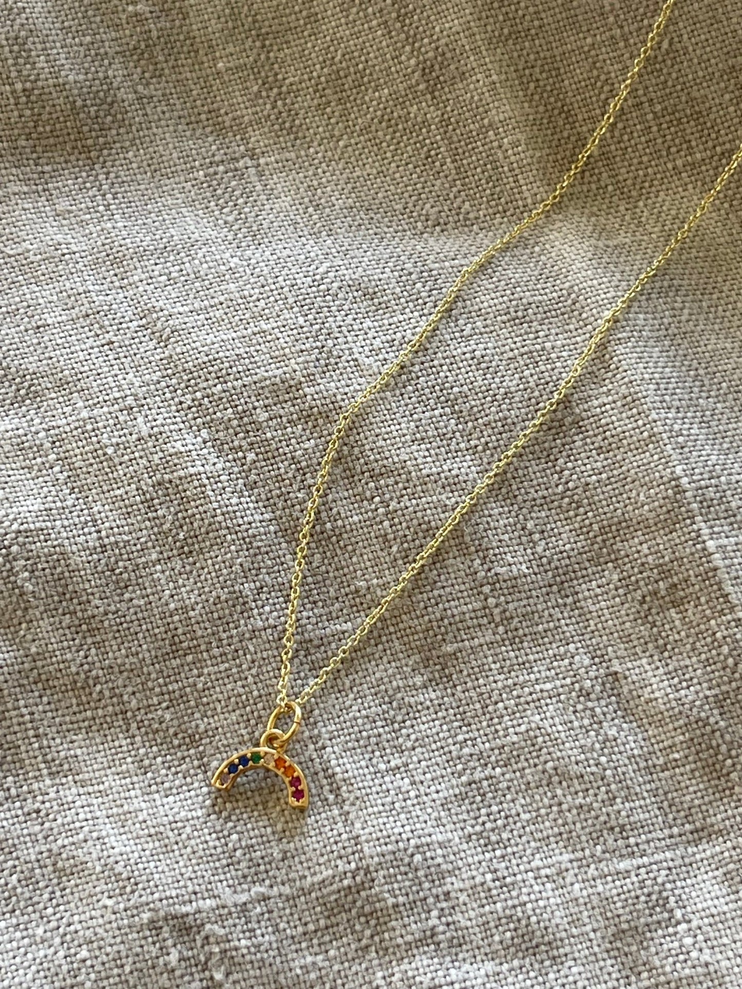 Rainbow Mini Pave pendant necklace. Pride Month