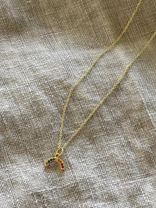 Rainbow Mini Pave pendant necklace.