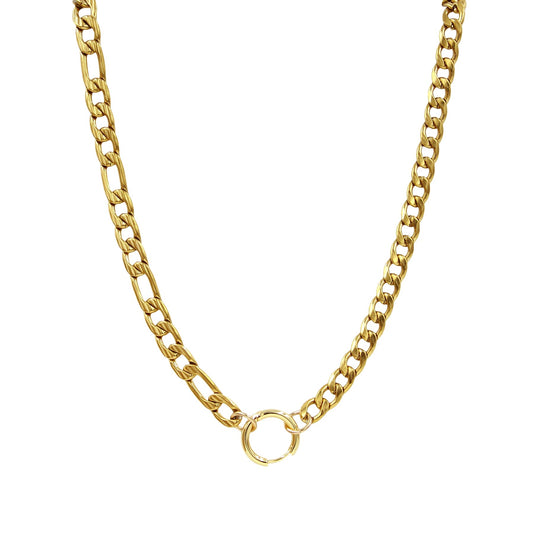 Trinity Chunky Mixed Curb Chain Collar Necklace