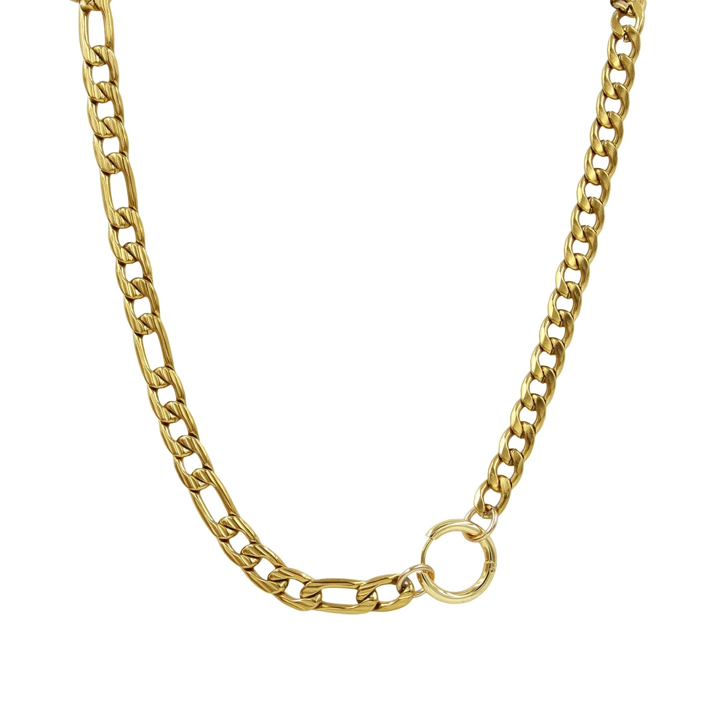 Trinity Chunky Mixed Curb Chain Collar Necklace