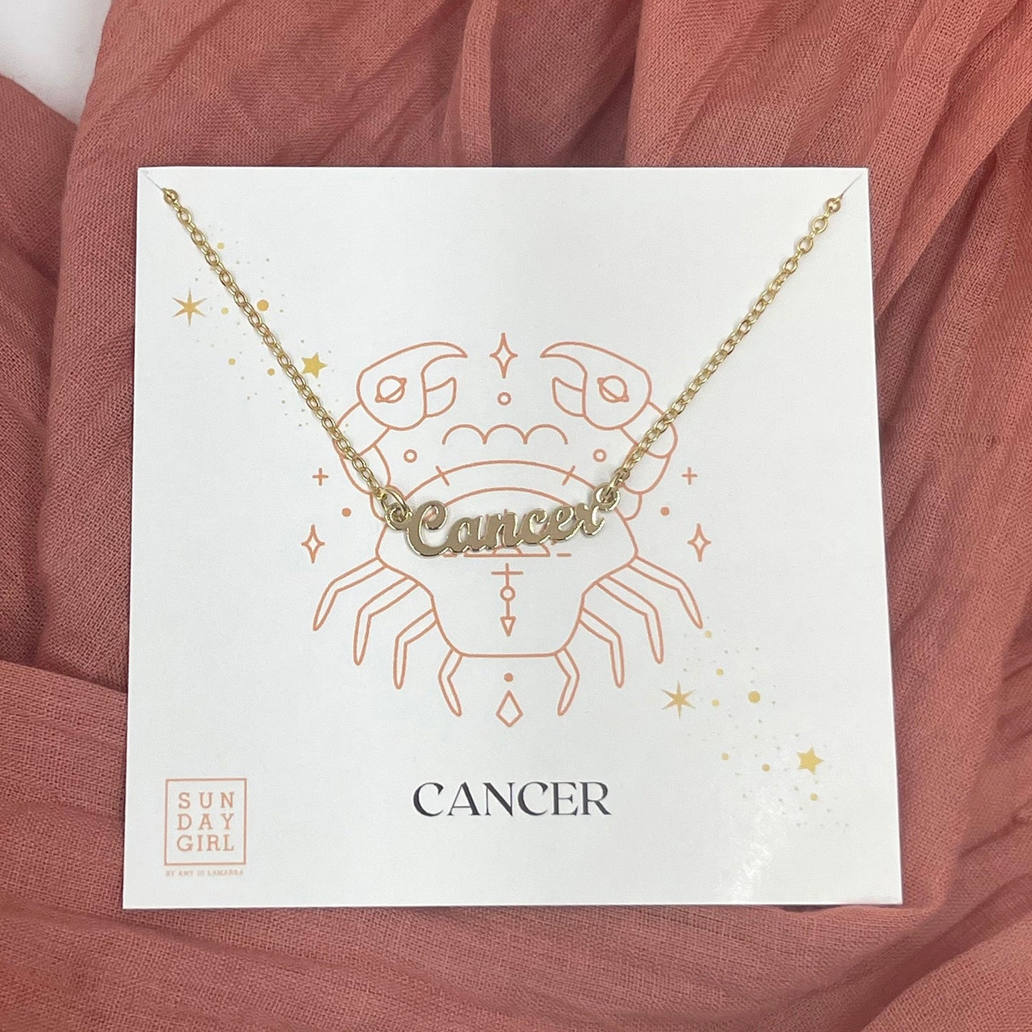 Zodiac Script Necklace - Cancer