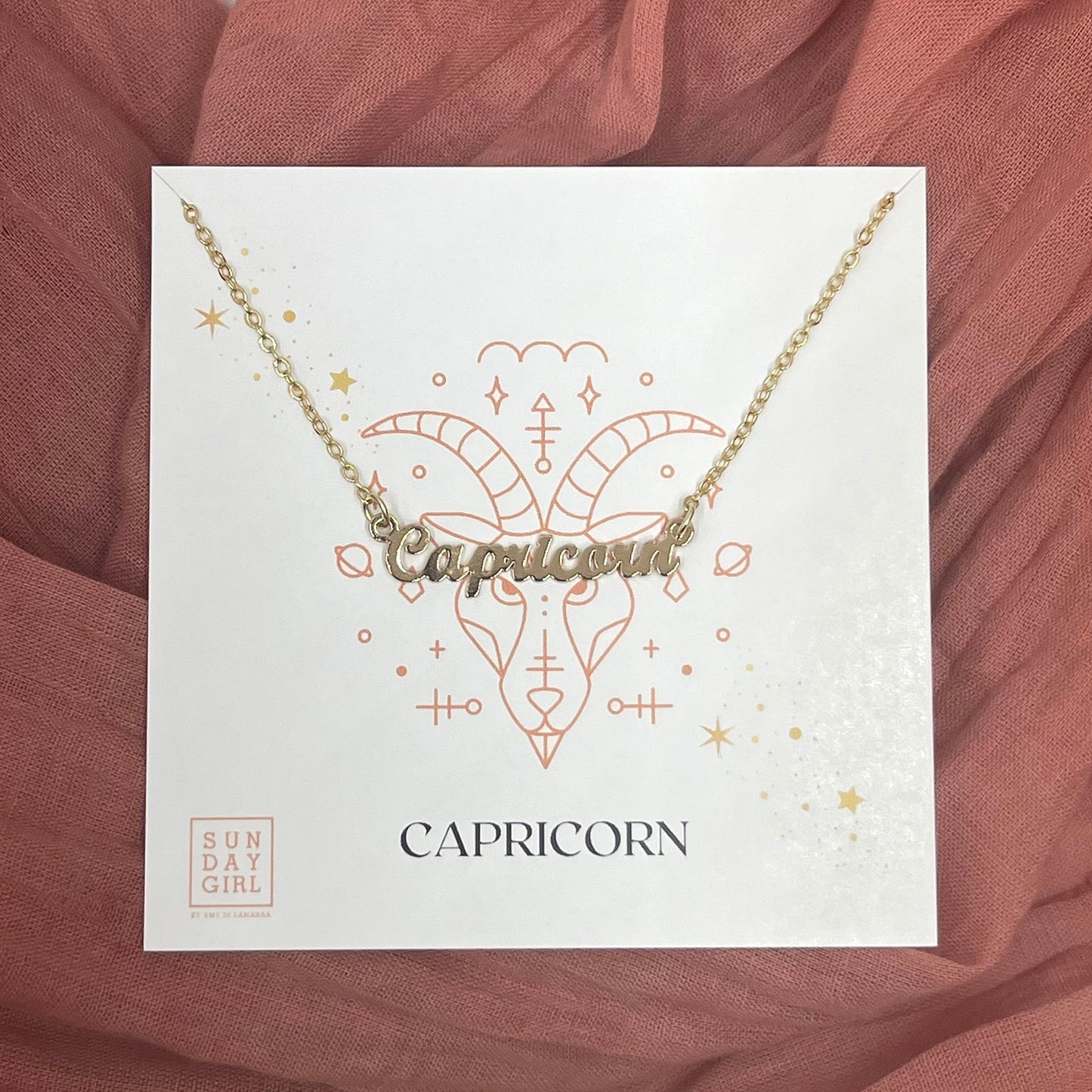 Zodiac Script Necklace - Capricorn