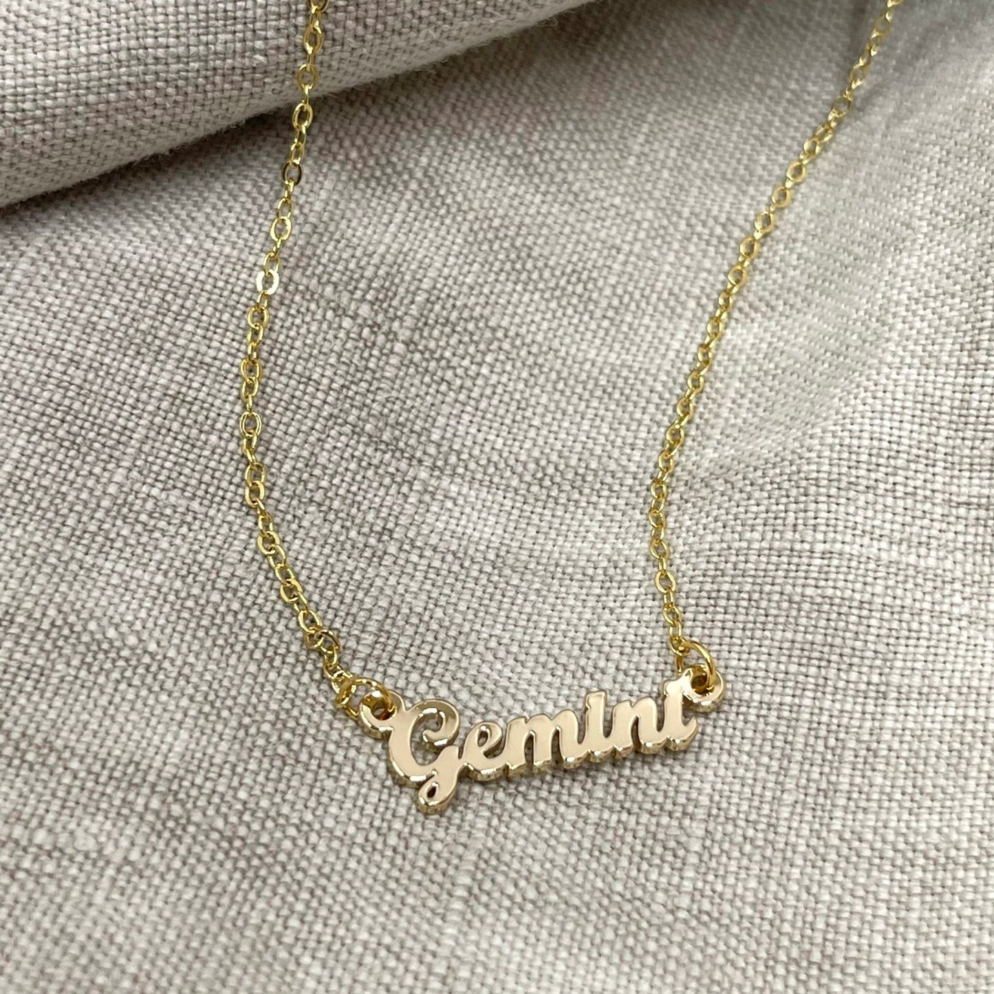 Zodiac Script Necklace - Gemini