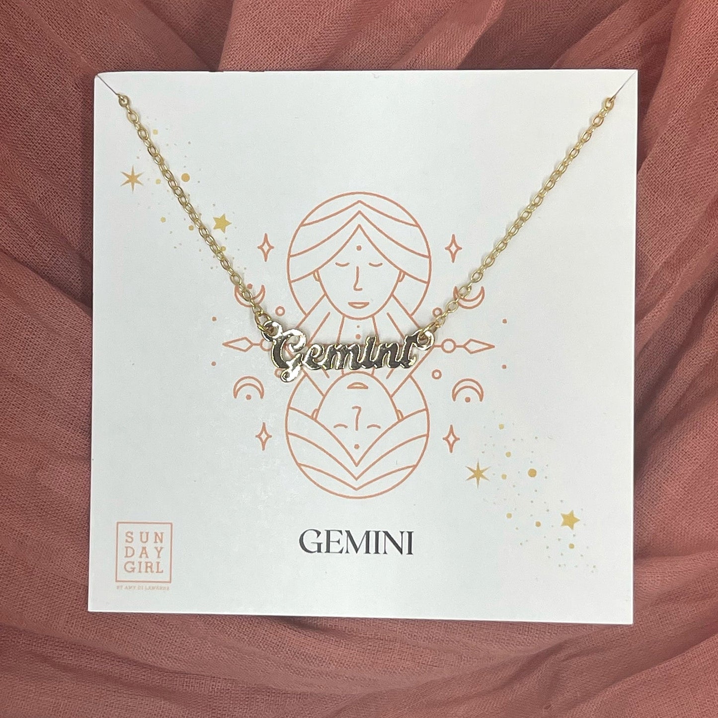 Zodiac Script Necklace - Gemini