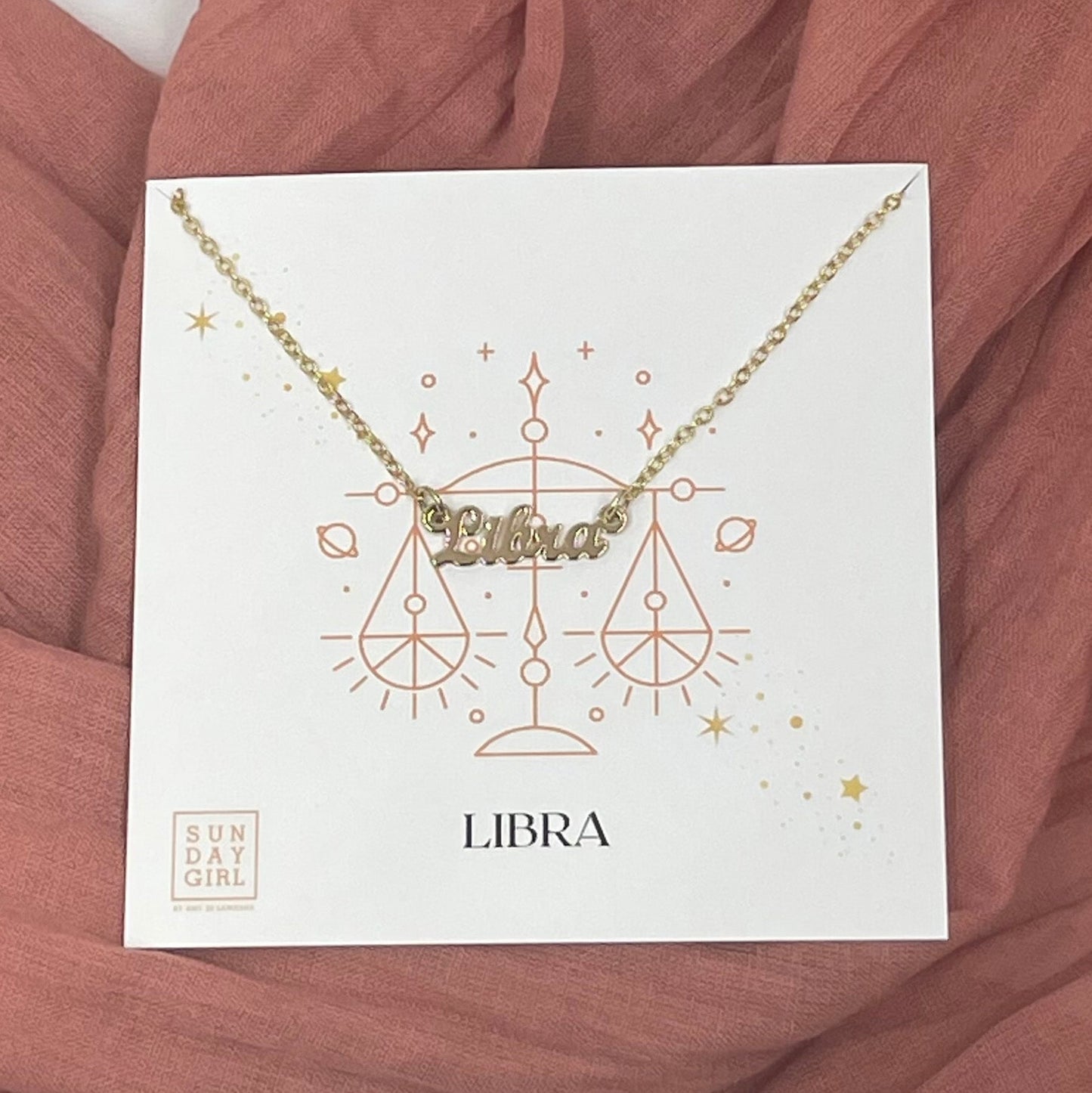 Zodiac Script Necklace - LIbra