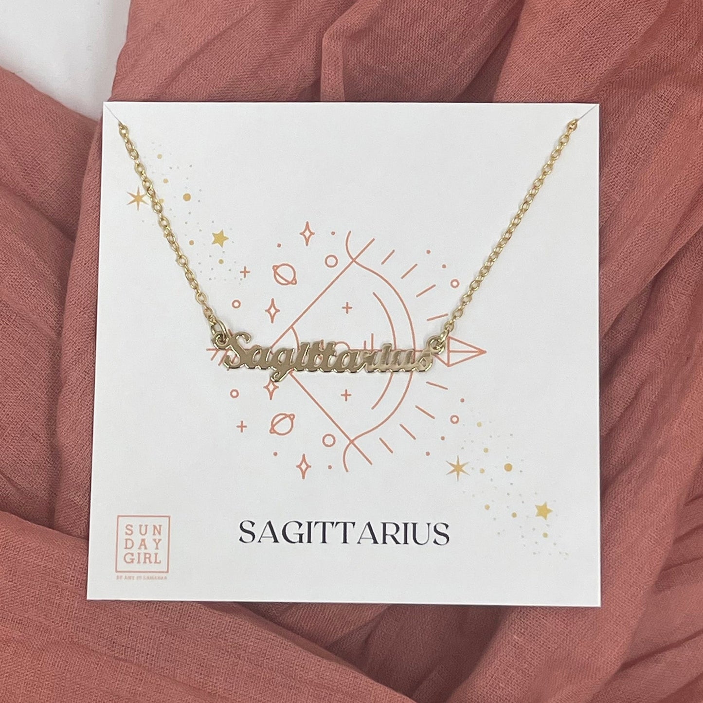Zodiac Script Necklace - Sagittarius