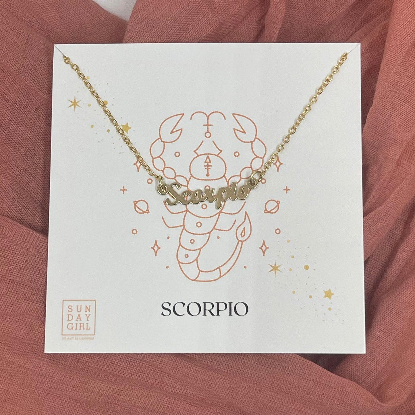 Zodiac Script Necklace - Scorpio