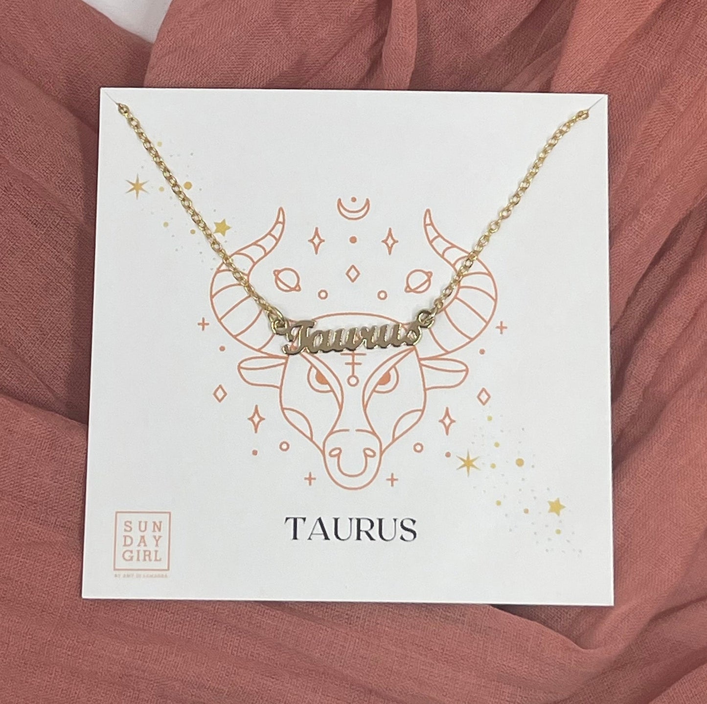 Zodiac Script Necklace - Taurus